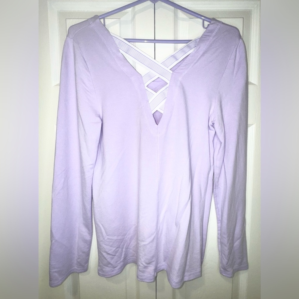 Lilly Pulitzer Luxletic Areli Pullover Lilac Light Verbena V-Neck Soft Sz S EUC - Picture 2 of 11